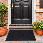 Door Mat Home Welcome Mats Outdoor and Indoor, Heavy-Duty Low-Profile Non-Slip Front Welcome Mat for Home Entrance, Outside Entry, Yard, Floor, Patio (Black, 36x24)