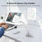 3 Pcs Photo Tree Holder with Clips, 8-Branch Gift Card Clip Holders, Multi-Head Metal Desk Card Display Stands, Table Number Holders, Ideal for Pictures, Notes, and Wedding Party Decorations