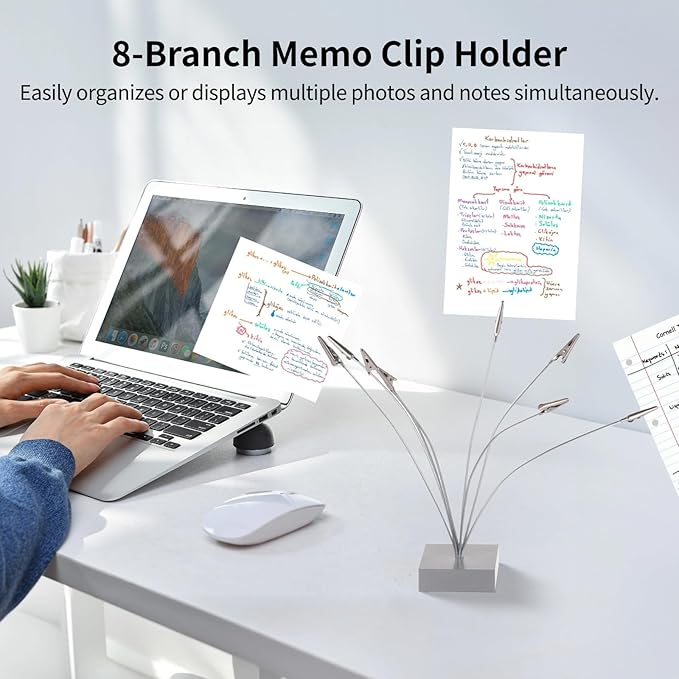 3 Pcs Photo Tree Holder with Clips, 8-Branch Gift Card Clip Holders, Multi-Head Metal Desk Card Display Stands, Table Number Holders, Ideal for Pictures, Notes, and Wedding Party Decorations