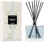 NEST New York Reed Diffuser, Driftwood & Chamomile - 5.9 fl oz - Fragrance for Up to 90 Days - Reusable, Refillable Glass Holder - Includes 8 All-Natural Reed Sticks - Flame Free