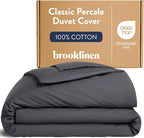 Brooklinen Luxury Percale Duvet Cover – 100% Cotton, Cool, Crisp, Extra-Long Corner Ties, Button Closure, Soft & Breathable – Machine Washable, Duvet Cover King/California King Bed Sizes (Slate)