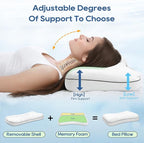 Basic Beyond Cervical Neck Pillow for Neck Pain Relief, 17*25*2.4 Cervical Pillow for Neck Correction, Memory Foam Ergonomic Pillow with Good Neck Support, Orthopedic Pillow for Back and Side Sleepers