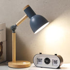 Small Wooden Desk Lamp,Adjustable tri-Color Kids Table Lamp,Desk Lamp for Home Office,Bedside lamp,Dorm lamp (Grey)