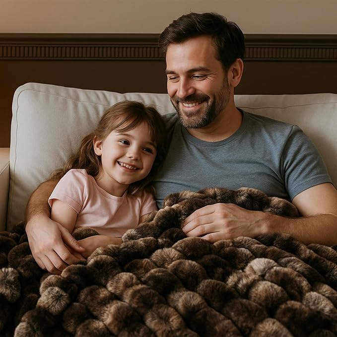 BENVWE Fluffy Faux Fur Throw Blanket for Couch, Soft Plush Thick Cozy Fuzzy Luxury Minky Bubble Blanket for Home Living Room Decor Gift for Women, Tie-dye Coffee, 50" x 60", 1100GSM