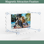 Opps Acrylic Picture Frame 4x6: 3 Pack Magnetic Picture Frames, Cute Wavy Double Sided Photo Frame, Clear Scalloped Picture Frame for Home Decor Display