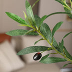 Artificial Olive Tree, 8FT Tall, Faux Olive Trees with Natural Wood Trunk & Lifelike Fruits, Indoor, White Tall Planter, Home Balcony Office Living Room Decor