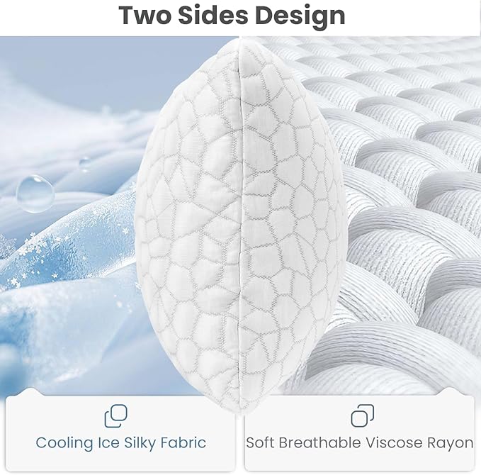 High Cooling Pillow for Hot Sleepers Bed Pillow for Side Sleepers Memory Foam Neck Pillow Standard Pillow with 2 Extra Fill