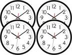 Lumuasky 4 Pack Black Wall Clock,12 Inch Silent Battery Operated Non Ticking Quartz Round Analog Classic Clock Modern Design for Home Office Classroom School Living Room Bedroom