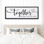 And So Together They Built A Life They Loved Decorative Rustic Sign & Plaque Framed Wall Art for Couples, 40''×15' Vintage 'Wooden Long Wall Decor Above Bed, Horizontal Farmhouse Wedding Gift