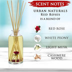 Urban Naturals Red Roses Reed Diffuser Oil Gift Set| Floral Scented Sticks Room Freshener for Bathroom, Kitchen & Bedroom | Great Idea