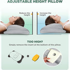 Adjustable Height Cervical Neck Pillow for Pain Relief, Hollow Contour Pillow with Cooling Breathable Pillowcase, Odorless Memory Foam Pillows, Orthopedic Bed Pillow Support Shoulder Side Back Stomach