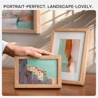 Homeforia 8x8 Picture Frames Wood, High-End Natural Oak 8 x 8 Square Frames with Mat 6 by 6 inch Photo, 8by8 Light Wooden Frames Matted to 6x6 Print, Tabletop Frame, Tempered Glass, Wall Kit, Set of 1