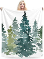 HGOD DESIGNS Watercolor Grey Fir Trees Forest Blanket,Coniferous Tree Decor Blankets Soft Warm Throw for Women Birthday, Home Living Room Decoration 40"x50"
