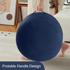 MeMoreCool Round Stuffed Pouf Ottoman Foot Rest, Floor Pouf Foot Stool with Soft Foam Chunk Filling, Small Round Ottoman Footstool Circle Footrest for Living Room, Navy