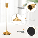 6 Pcs Brass Gold Candle Holders Set, Candelabra Tall Candle Stand, Metal Taper Candlestick Holders for Dining, Table Centerpieces & Vintage Home Decor– Housewarming Gift for Halloween Decor, Christmas