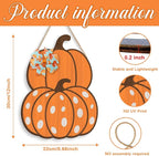 COLOR VALLEY ART Wooden Pumpkin Door Sign, Fall Decor Wall Art, 8.7x11.8 inches, Rustic Thanksgiving Decorations for Porch