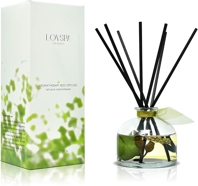 LOVSPA Eucalyptus Reed Diffuser Set for Home, Revive Fresh Eucalyptus, Sage, Citrus & Mint Scent Diffuser with Sticks for Bathroom Shelf Decor Accessories, Top Aromatherapy Gift for Women