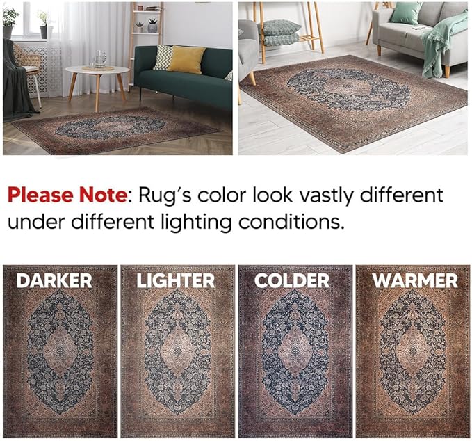 Keen Home Design 3x5 Rug - Machine Washable Entry Rug with Non-Slip Backing, Ideal for Enteryway, Kitchen, Bathroom, Laundry Room - Vintage, Easy Clean, Durable, Low Pile Rug - (3' x 5')