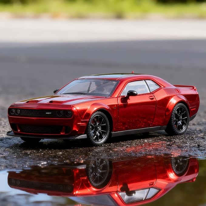 Car Toys for Boys 1/24 Diecast Cars Hellcat SRT Collectibles Model Kit,Pull Back Metal Toy Car with Lights and Sounds,Toy Cars for Boys Age 4-7（Metallic Red）