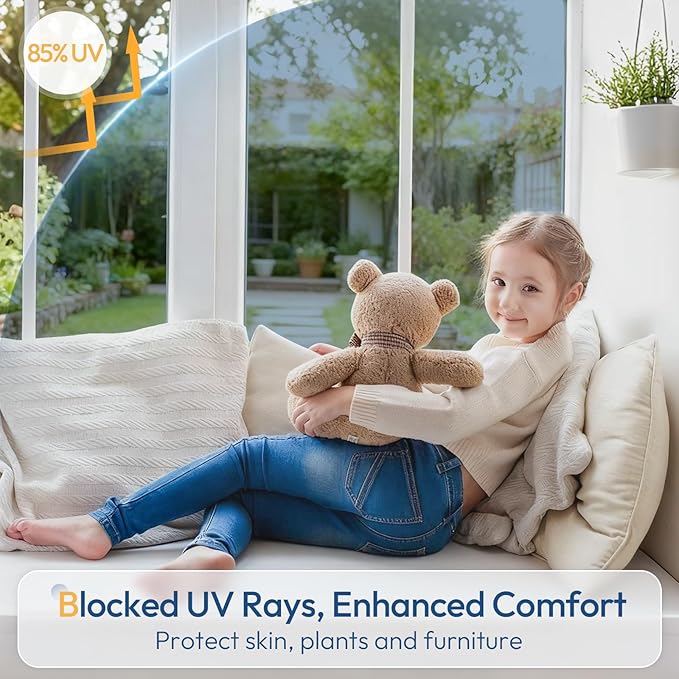 rabbitgoo Window Tint for Home One Way Privacy Window Film See Out Not in Heat UV Blocking Reflective Removable Static Cling Mirror Decorative House Glass Covering, Silver,23.6 Inch X 13.1 Feet