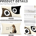 Trendy Leopard Lucky 8 Ball Pillow Covers 20x12, Cheetah Leopard Print Room Decor, Funky Preppy Leopard and Black Billiards Decorative Throw Pillow Covers for Girls Dorm Apartment，Set of 2
