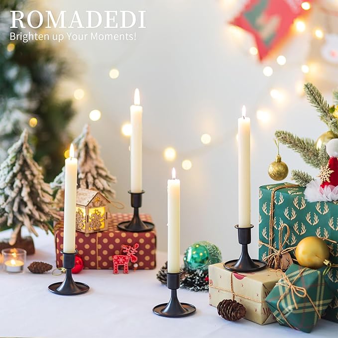 Black Candlestick Candle Holders for Taper ：6 PCS Romadedi Candle Stick Holder Set Vintage Table Centerpiece Halloween Decoration Wedding Christmas Fireplace Mantel Home Deocr