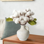 Sunddo White Ceramic Vase with Handles, Rustic Farmhouse Terracotta Small Vase, Pottery Decorative Flower for Home Decor, Table, Living Room, Bathroom, Shelf, Mantel Decor