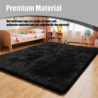 6x9 Fluffy Area Rug for Living Room,Shag Area Rugs for Bedroom,Black Soft Fuzzy Rug Non-Shedding Indoor Plush Carpet for Kids Bedroom Nursery Dorm Home Decor