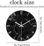 Marble Minimalist Wall Clock for Living Room Black Wall Clocks Battery Operated 20 Inch Big Glass Wall Clock Non Ticking