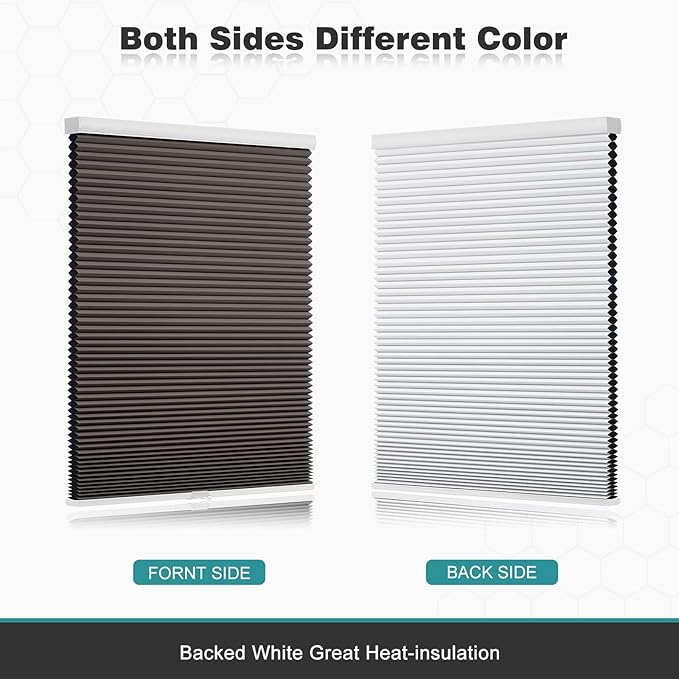 Changshade Cordless Cellular Shades, Blackout Honeycomb Shades for Windows, Pull Down Pleated Blinds, Easy to Install for Indoor Windows and French Doors,24" W x 48" H, Taupe