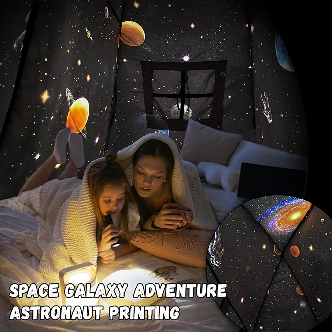 Sherilyn Twin Bed Canopy Tent, Canopy on Bed Privacy Space Sleeping Blackout Tents Bunk Bed Tent Twin Size (Galaxy Tent)