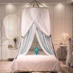 Kertnic Luxurious Bed Canopy for Girls & Adults, Large Elegant Double Layer Bed Curtain Canopy Drapes, Round Dome Lace Princess Canopies Netting (Fresh)