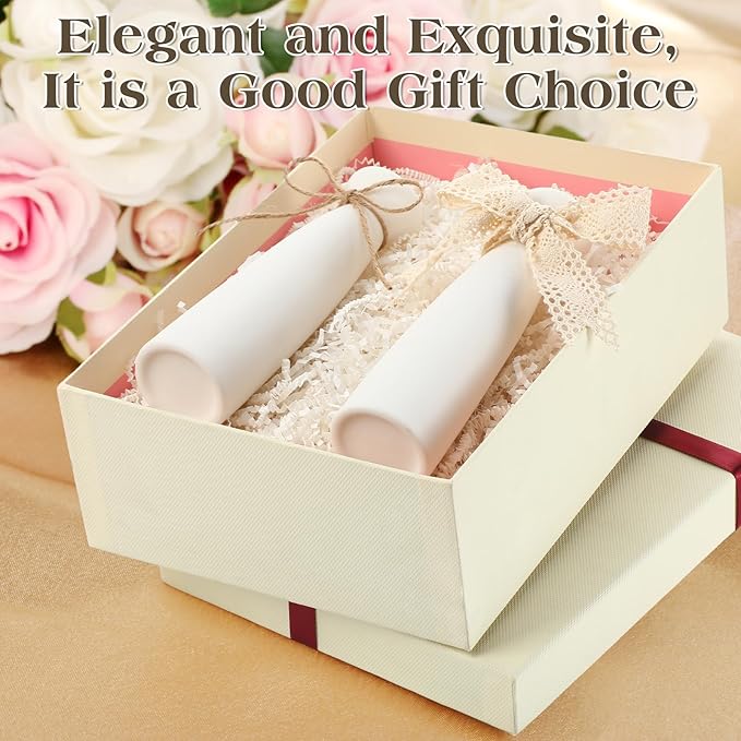 18 Pcs Ceramic White Vases for Home Decor with Cotton lace and Rope 7.09 inch Tall Vases for Centerpieces Modern Floral Vase Wedding Party Event Home Office Decoration