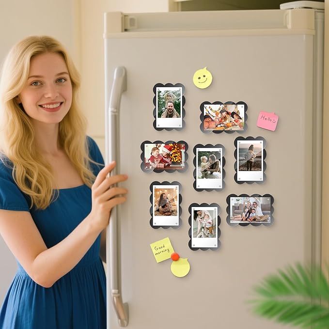 5 Pack Acrylic Polaroid Frame for Refrigerator, Magnetic Wallet Size Picture Frame Fits Mini Instant Film and 2x3 Photo Paper, 2.5x3.75 Magets Frame for Fridge (Scalloped)