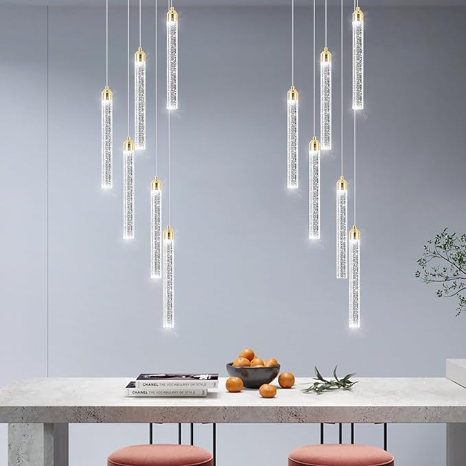 Modern Crystal Pendant Lights for Kitchen Island Mini Chandelier LED Dimmable Ceiling Handing Lighting for Dining Room Corridor 2700K 6000K