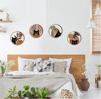 RETRART Boho Black Cat Wall Art Black Cat Room Decor Aesthetic, 4-Piece Farmhouse Geometric Wooden Cat Wall Decor Mid-Century Bohemian Moon Sun Design for Nursery, Bedroom Perfect Cat Lover Gifts