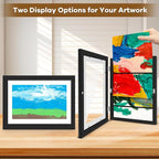 1 Pack Kids Artwork Frames 10x12.5 Inch Changeable Kids Art Frame with Front Opening for Art Display, Horizontally Vertically Wall Mount for Kids Drawing & School Projects (Black)