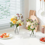 16Pcs Clear Glass Bud Vases Bulk - Mini Vintage Bottle Set, Modern Small Flower Vases for Wedding Centerpieces, Dining Table Decor, Home Room Party Reception