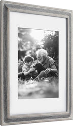 Yaetm 11x14 Rustic White Wood Picture Frame with Mat for 8x10, Weathered Solid Wood Frame with Real Glass, Distressed White Wooden Photo Frames 11 x 14 for Tabletop & Wall Mount, 2 Pack