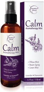 Calm Aromatherapy Mist with Lavender & Chamomile Essential Oil. Natural Sleep & Pillow Spray, Room & Linen Mist. Lavender Spray Air Freshener for Relaxation & Sleep - Brookethorne Naturals