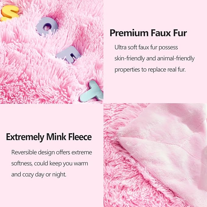 GONAAP Fuzzy Faux Fur Throw Blanket Queen Size Light Pink Super Soft Cozy Plush Fuzzy Shaggy Blanket for Couch Sofa Bed (Light Pink, Queen(90"x90"))