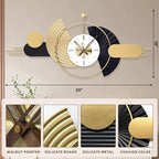 39x18 Inch Modern Decorative Wall Clock Battery Operated, Unique Silent Non-Ticking Large Clocks for Living Room, Kitchen, Bedroom, Office – Abstract Design Timepiece