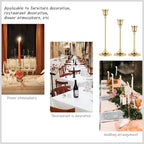 Vintage Gold Brass Taper Candle Holders for Candlesticks, Fireplace & Party - Set of 3