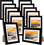 12 Packs 4x6 Picture Frames Bulk, Display 3.5x5 with Mat or 4x6 Without, Black Gallery Frame Set, 4 by 6 Frames Bulk Set of 12, Collage Wall Decor Photo Frame Set for Wall and Tabletop, Black