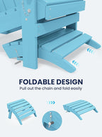 KINGYES Folding Adirondack Ottomans Set of 2 for Adirondack Chair, Light Blue