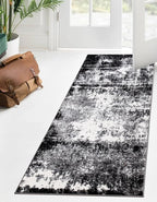 Keen Home Design Area Runner Rugs - 2x12 Non-Shedding, Abstract Runner for Kitchen, Living Room, Bedroom, Dining Room, Entryway - Size: 2'8" x 11'11", Abstract Black