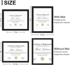 Vittanly 8.5x11 Picture Frames Set of 9, Shatter Resistant Plexiglass, Display 6x8 Pictures with Mat or 8.5x11 without Mat, Photo Frames for Wall or Tabletop, Engineered Wood, Black