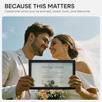 Homeforia 8.5x14 Marriage License Frame Black, High End Oak 8.5x14 Certificate Black Wood Frames, 8.5by14 Wooden Frame for Wall & Tabletop, 8.5 by 14 Picture Frames, Tempered Glass, Wall Kit, Set of 1