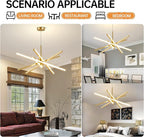 Modern Sputnik Chandelier Ceiling 82W LED Gold Pendant Light Embedded Mount Chandeliers Dining Room Light Fixtures Over Table Dimmable with Remote Control for Living Room Kitchen Bedroom 31.5 inches