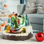 taman Christmas Village Houses Collectible Buildings - Moving Train Around The Christmas Tree,Warm Light Musical Ornaments for Holiday Decorations